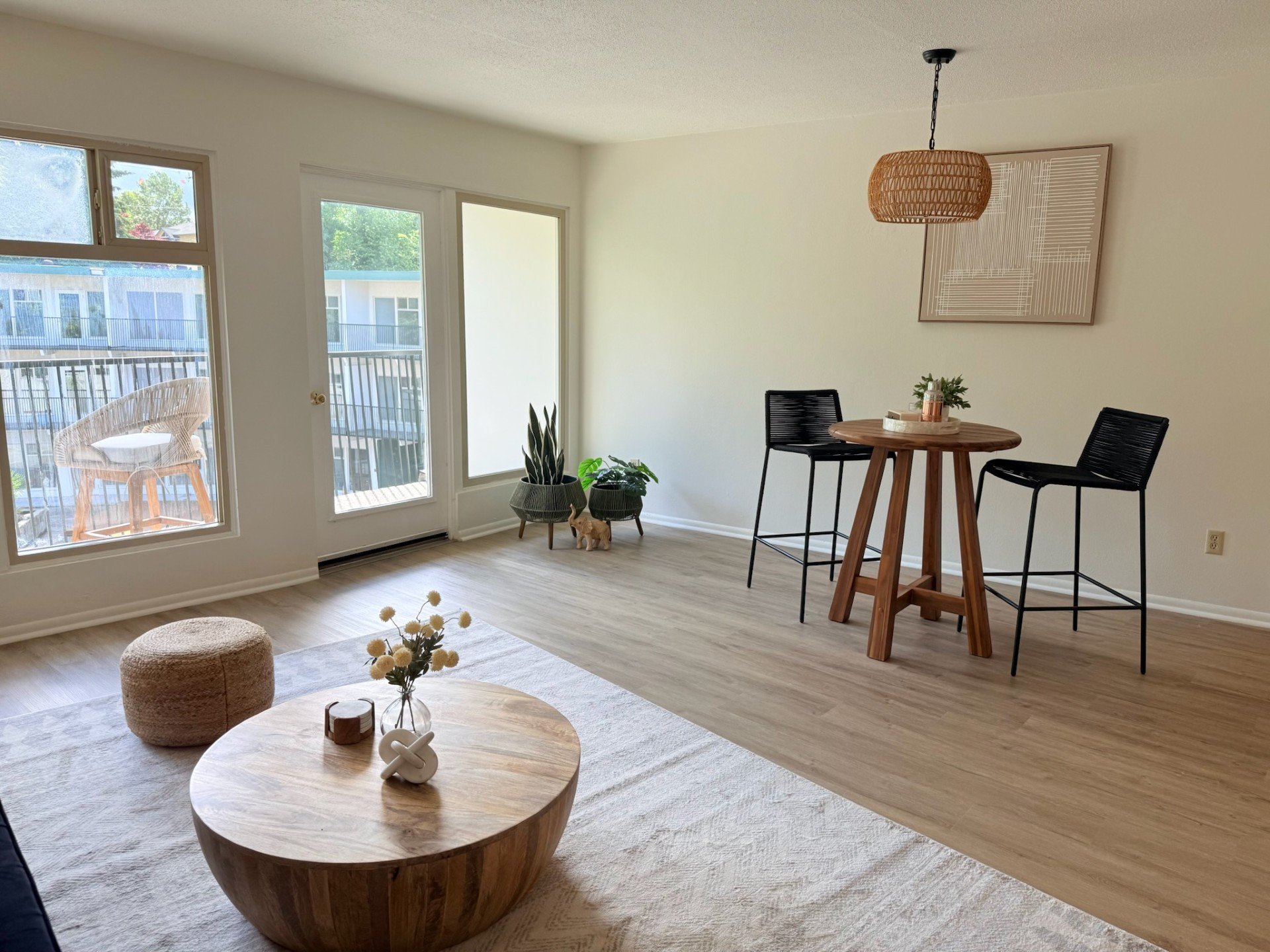 Crescent Apartments open living and dining room